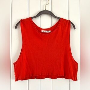 Free People Sleeveless Orange Crop Top, Sz L ( P2P 20”)